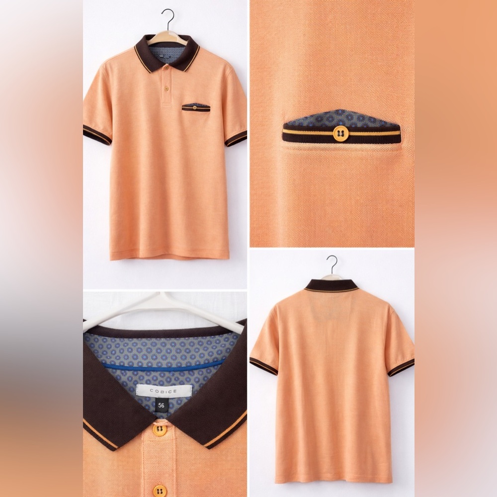 Codice Peach Polo Shirt Size 56 (XXL) NWT Egyptian Cotton Luxury Knit